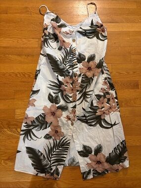 MNG Casual Floral Button-Up Shirt in White & Blush